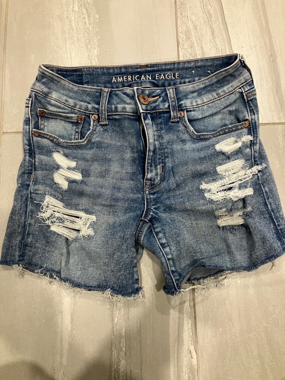 American Eagle Outfitters Distressed Light Blue Denim Cutoff Shorts
